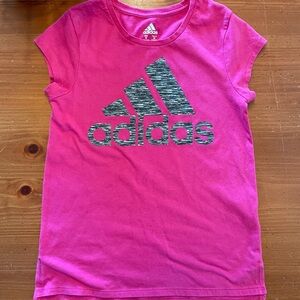 Adidas Kids Pink Tee with Bold Logo
